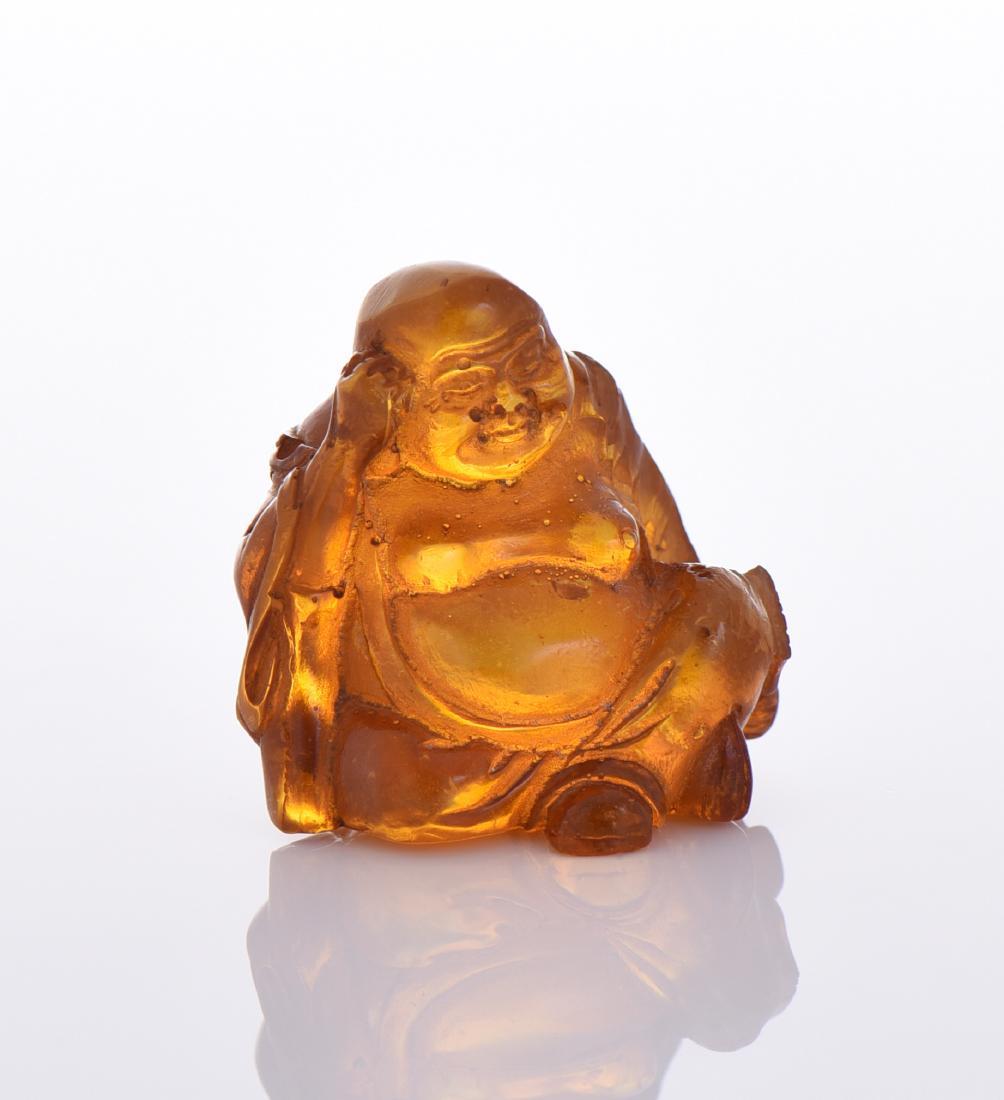Carved Resin Mixed Amber Buddha. (1 of 6)