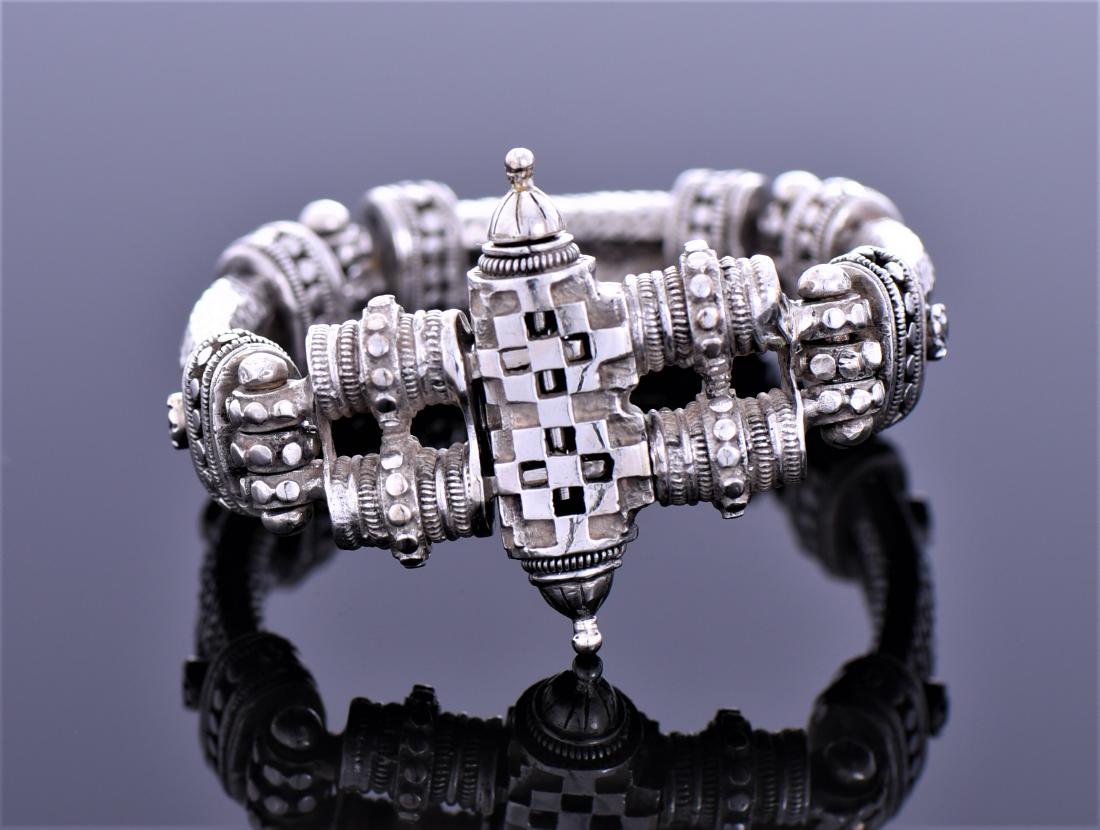 Modernist Locking Arch Linked Solid Sterling Bracelet (1 of 7)