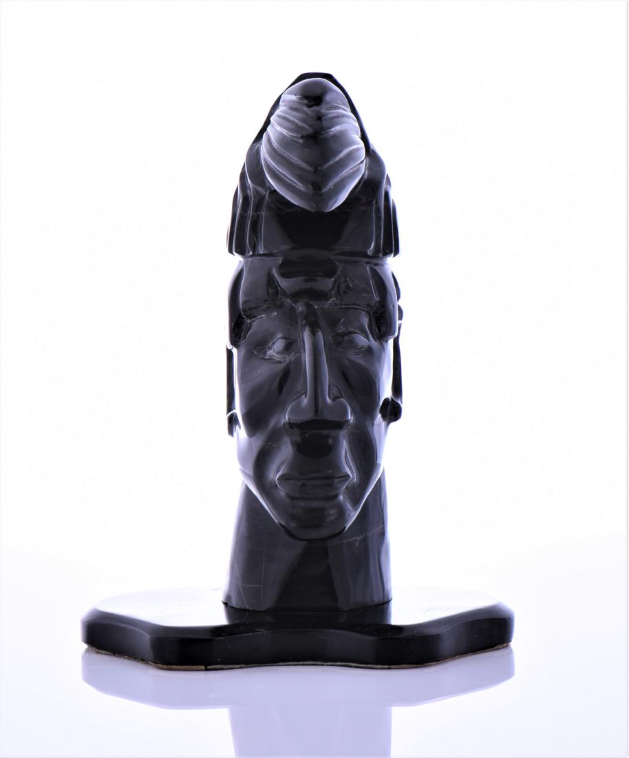 Black Onyx Stone Bust of A Mayan Warrior (1 of 5)