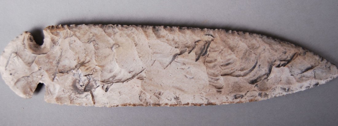 Native American Indian Artifact, Museum Quality, Spear: Native American Indian Artifact, Museum Quality, Spear Point [Height/Length (in)= 7.25, Width (in)=1.75, Depth (in)=0.5, Weight (lbs)=0.25] With C.O.A. signed by Chief Joe Dan Osceola & Seminole Tribe