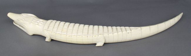 Hand Carved Ivory Tusk; Alligator : Lot 89