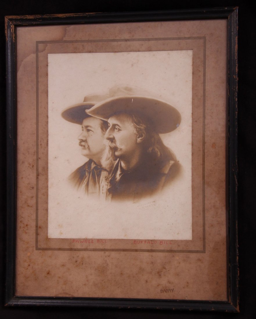 David F. Barry American (1854 - 1934) photograph of Buf: David F. Barry American (1854 - 1934) photograph of Buffalo Bill & Pawnee Bill. 1800's. Framed under glass. [Height/Length (in)= 10, Width (in)=8, Depth (in)=N/A, Weight (lbs)=1] With C.O.A. signed by