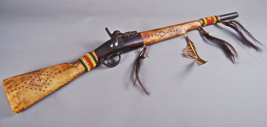 Native American Indian 1800's Shotgun, Indian Leather