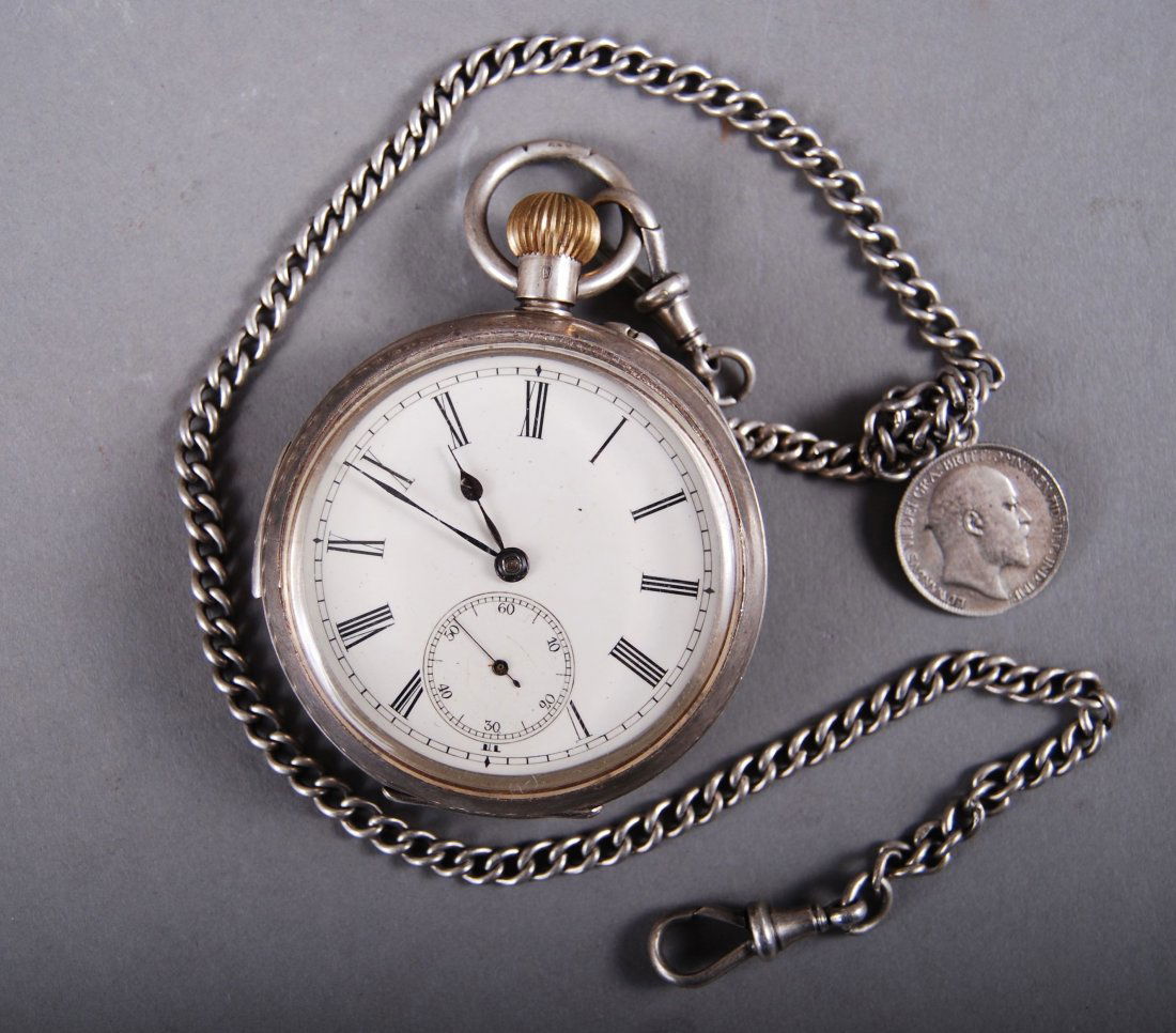 Remontoir Ancre Ligne Droit Spiral Breguet Double: Remontoir Ancre Ligne Droit Spiral Breguet Double Plateau .935 Silver Marking, Chain is 16.5" [Height/Length (in)= 3, Width (in)=2.25, Depth (in)=0.75, Weight (lbs)=4.7] With Pangaea Auctions C.O.A.