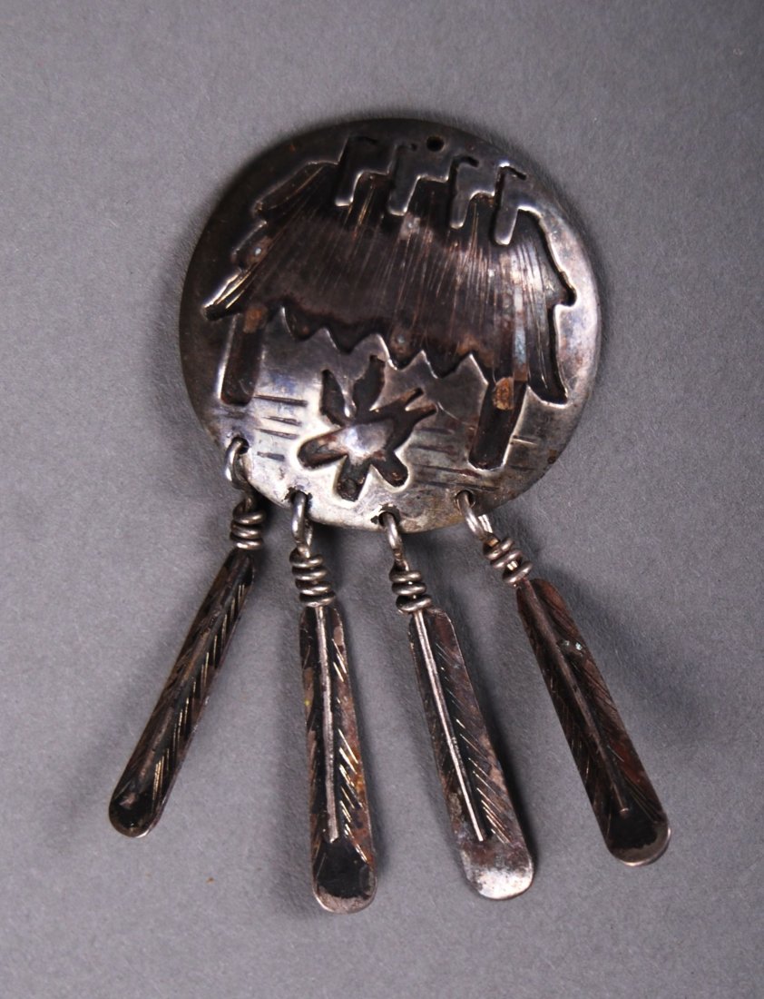 Native American Indian Silver Pendant [Heig: Native American Indian Silver Pendant [Height/Length (in)= 19, Width (in)=2.5, Depth (in)=1, Weight (lbs)=1] With C.O.A. signed by Chief Joe Dan Osceola & Seminole Tribe.