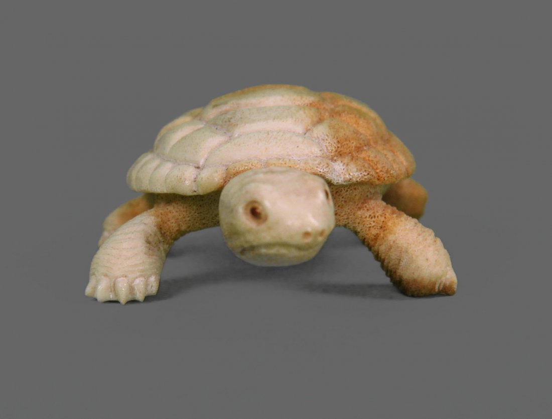 Stan Hill Carved Turtle. A fine carving from bone.: Stan Hill Carved Turtle. A fine carving from bone. Stan Hill was a Native American carver know for intricate his carving of materials such as antler and bone. Signed on the bottom "Stan Hill 1984".