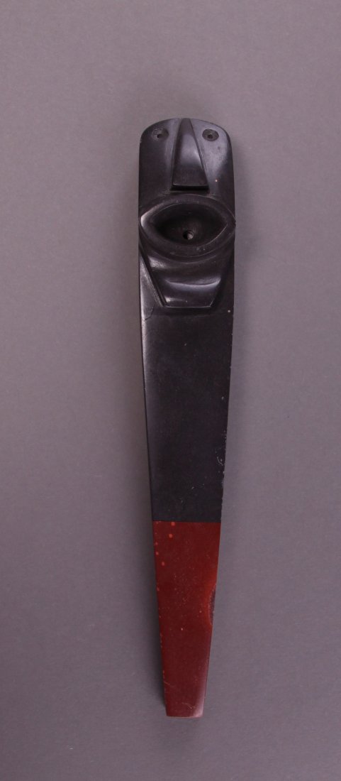 Native American two stone Catlinite pipe, singed R.A.: Native American two stone Catlinite pipe, singed R.A. Henry.(Size: See last photo for measurement.) Photos are part of the description representing the condition report. Pangaea Auctions urges Bidder'