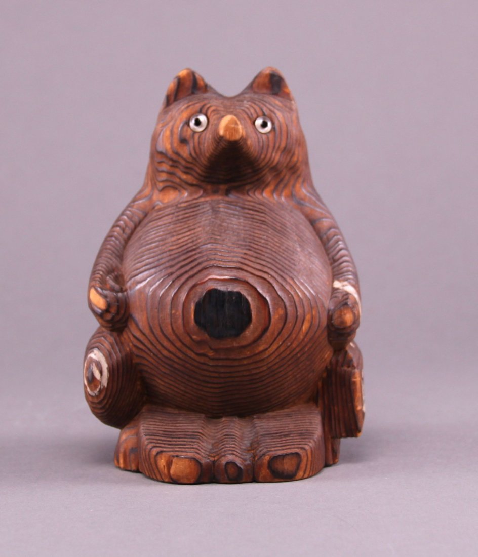 Rare 1900's Japanese wood carved bear. (Size: See last: Rare 1900's Japanese wood carved bear. (Size: See last photo for measurement.) Photos are part of the description representing the condition report. Pangaea Auctions urges Bidder's to view all attache