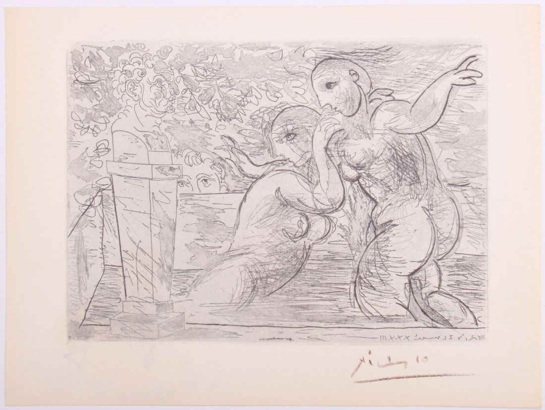 Pablo Picasso (1881-1973), Vollard Suite, 1957,: Pablo Picasso (1881-1973), Vollard Suite, 1957, lithograph print, hand signed by the artist. 2004 London, England Certificate of authenticity by David Smith, reference marking PP-VS-57475-009. (Size: