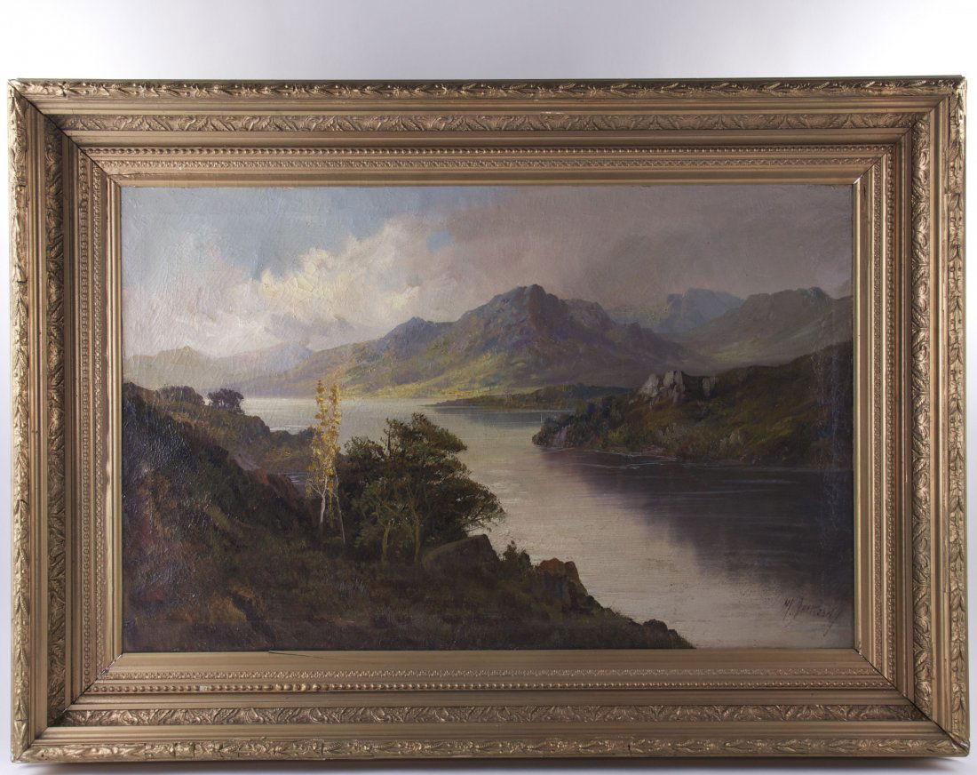 Mason, Jackson, "Eagle Cliff at Profile Lake, New: Mason, Jackson, "Eagle Cliff at Profile Lake, New Hampshire. Signed a on painting and has an 1876 old label handwritten by the artist identifying the location with artist name. Oil on Canvas. Measurin