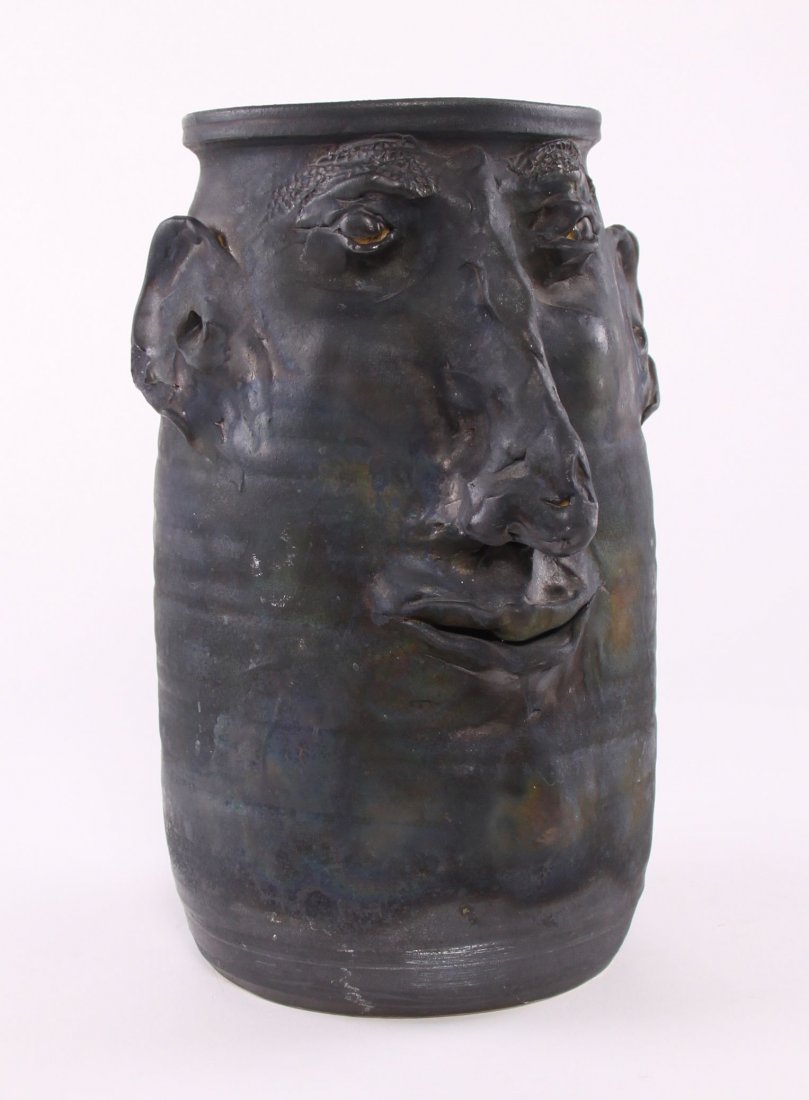 Face Jug Stoneware Pottery signed "Rodney Wit...?". (1 of 6)