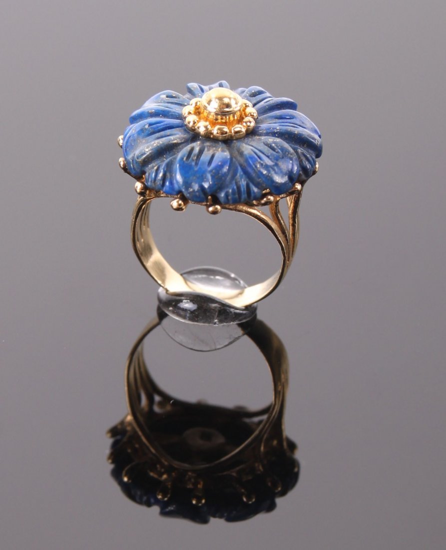 Vintage lapis lazuli gold over 925 silver ring with (1 of 6)