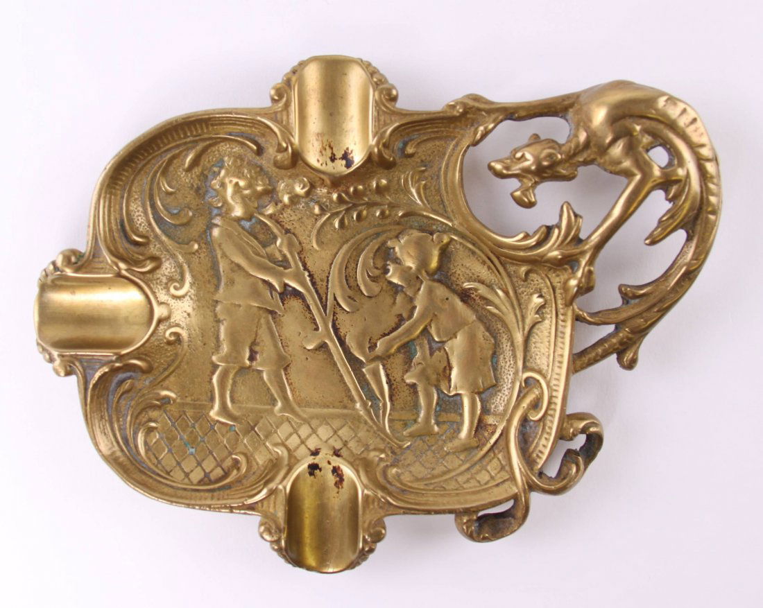 Solid Brass Dragon ashtray with two Danish Boys (1 of 4)