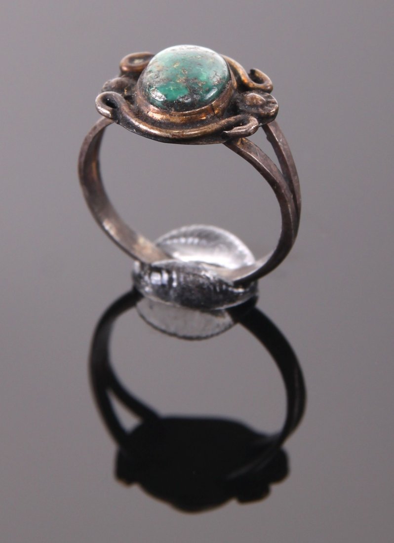 Very old antique  green turquoise and sterling silver (1 of 4)