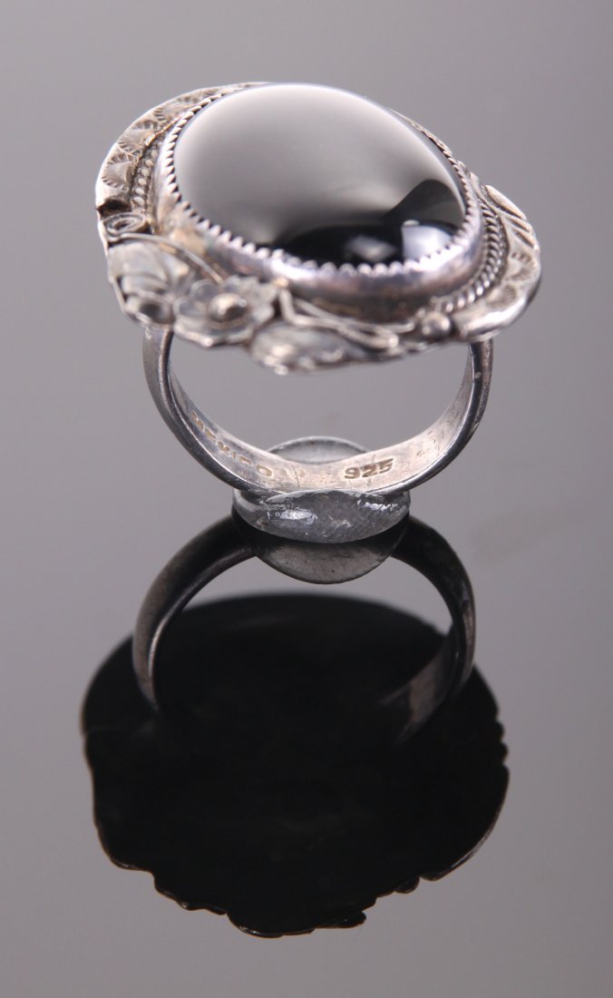 Mexican Black onyx sterling silver ring.  Ring Size: (1 of 4)