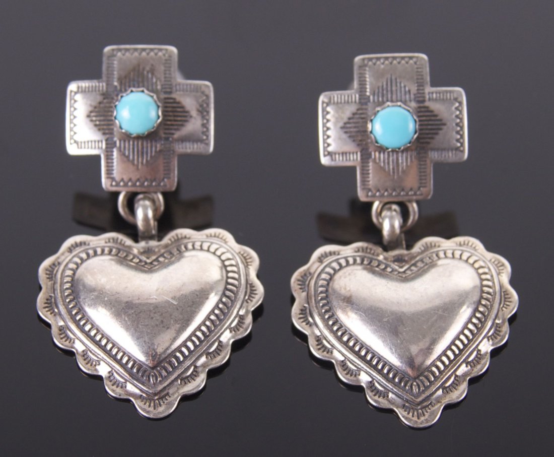 Native American Sterling Silver dangling earrings with (1 of 4)