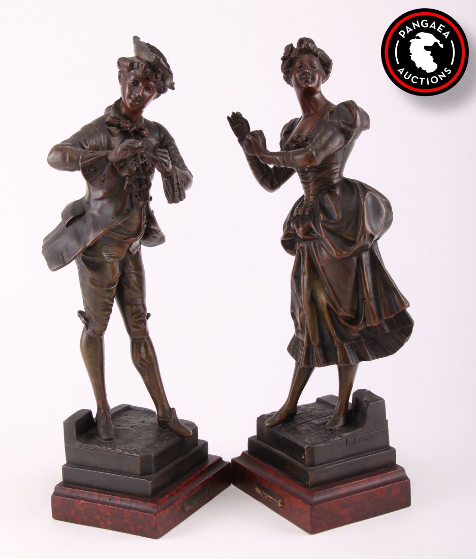 French (1863-1928), two patinated bronze figures, (1 of 5)