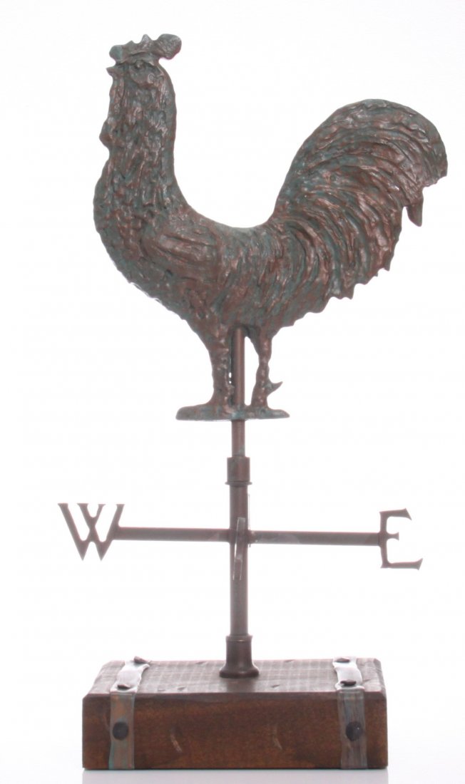Antique wind vane of a Rooster. SIZE: see attached rul: Antique wind vane of a Rooster. SIZE: see attached ruler photo. Photos are part of the description representing the condition report and can be used for authentication prior to the sale date. Pangaea 