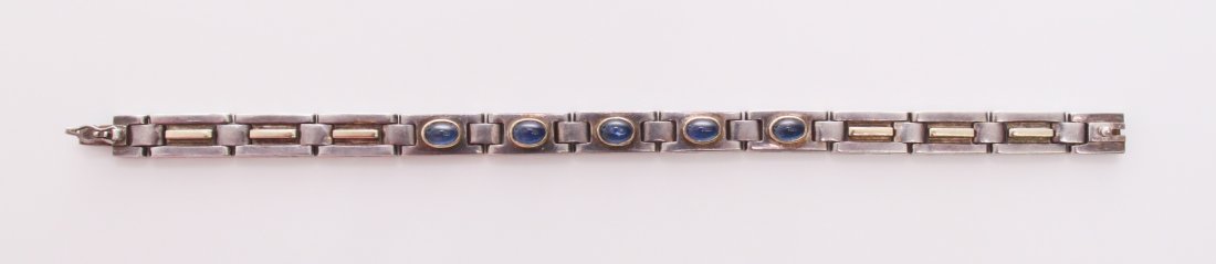 Antique sterling silver and blue stone link bracelet.: Antique sterling silver and blue stone link bracelet. SIZE: see attached ruler photo. Photos are part of the description representing the condition report and can be used for authentication prior to t