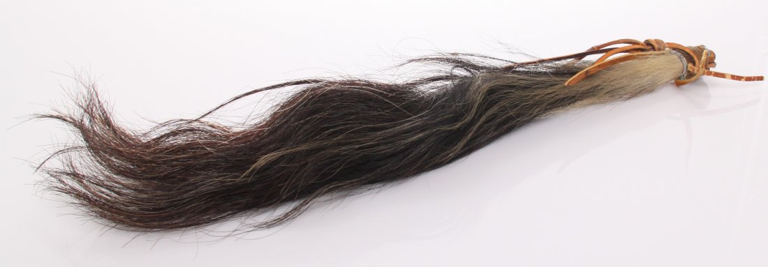 Ceremonial Animal tail dance wand. Unknown origin (Nat: Ceremonial Animal tail dance wand. Unknown origin (Native American OR African) SIZE: see attached ruler photo. Photos are part of the description representing the condition report and can be used for 