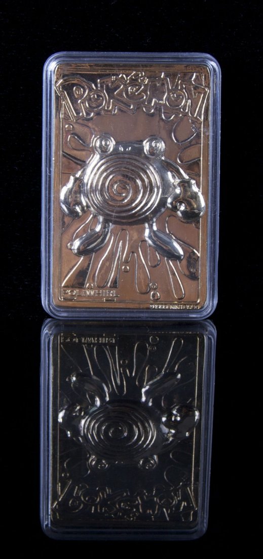 23kt Gold Plated Pokemon playing card of Poliwhirl, mad: 23kt Gold Plated Pokemon playing card of Poliwhirl, made by Nintendo 1999. SIZE: see attached ruler photo. Photos are part of the description representing the condition report and can be used for auth