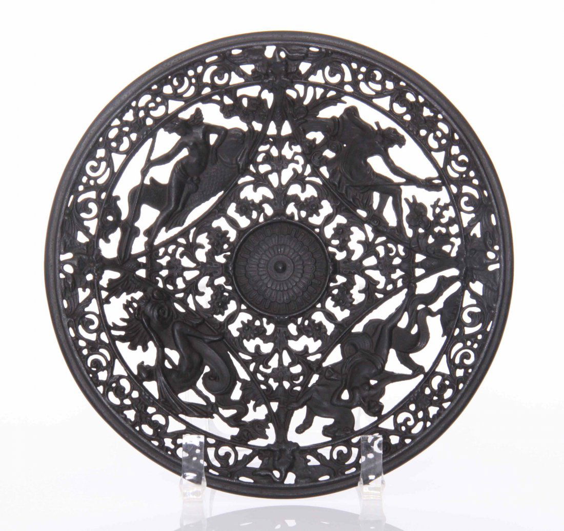 Buderus cast iron plate depicting the Greek go: Buderus cast iron plate depicting the Greek gods. Mid Century c. 1940's. Markings: Buderus with anchor symbol. Estimated more than 50 yrs old. (Pangaea Auctions) Size: See Ruler Photo. (Photos Represe