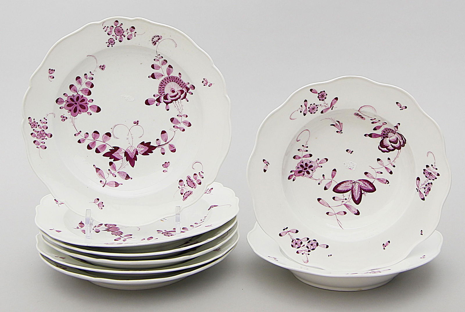 Sechs Speise- und Paar Suppenteller, Meissen, (1 of 1)
