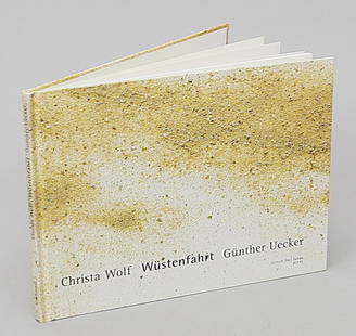 Uecker, Günther (geb. 1930 Wendorf): Buch "Wüstenfahrt". Rückseite mit handschriftlicher Künstlersign. sowie bez. "e/a" und Widmung an Künstlerpaar "...herzlichst für Irmel und Felix Droese". Limitierte Auflage,