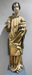 Renaissance-K&#252;nstler (Alpenl&#228;ndisch, letztes: Figur des heiligen Stephanus, in Anlehnung an den sp&#228;tgotischen K&#252;nstler Hans Klocker (&#214;sterreich, t&#228;tig in Brixen 1474 - nach 1500), so auf Fotoexpertise (im Original anbei) mit v