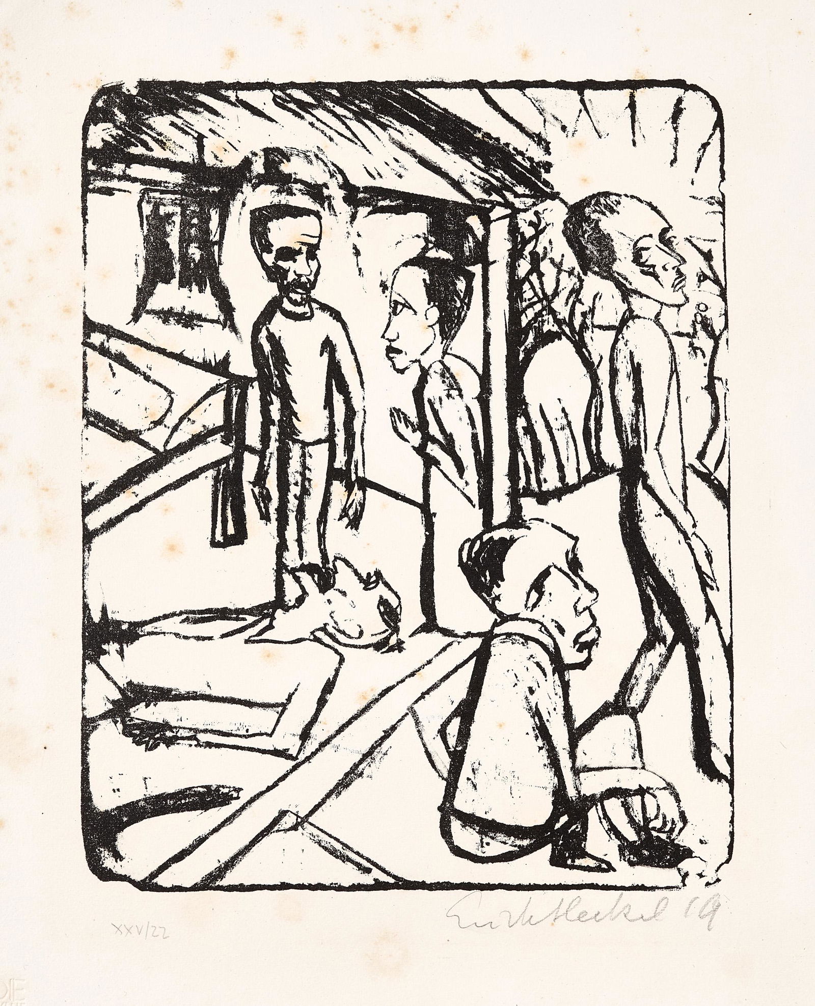 ERICH HECKEL (1883 DÃ¶beln - 1970 Radolfzell): Die BrÃ¼der KaramasowLithographie auf JWZanders-Velin. 1919.27,4 x 21,7 cm (41,1 x 31 cm).Signiert â€žErichHeckelâ€œ und datiert. Dube L 253.Prachtvoller, klarer Druck mit Rand. Erschienen i