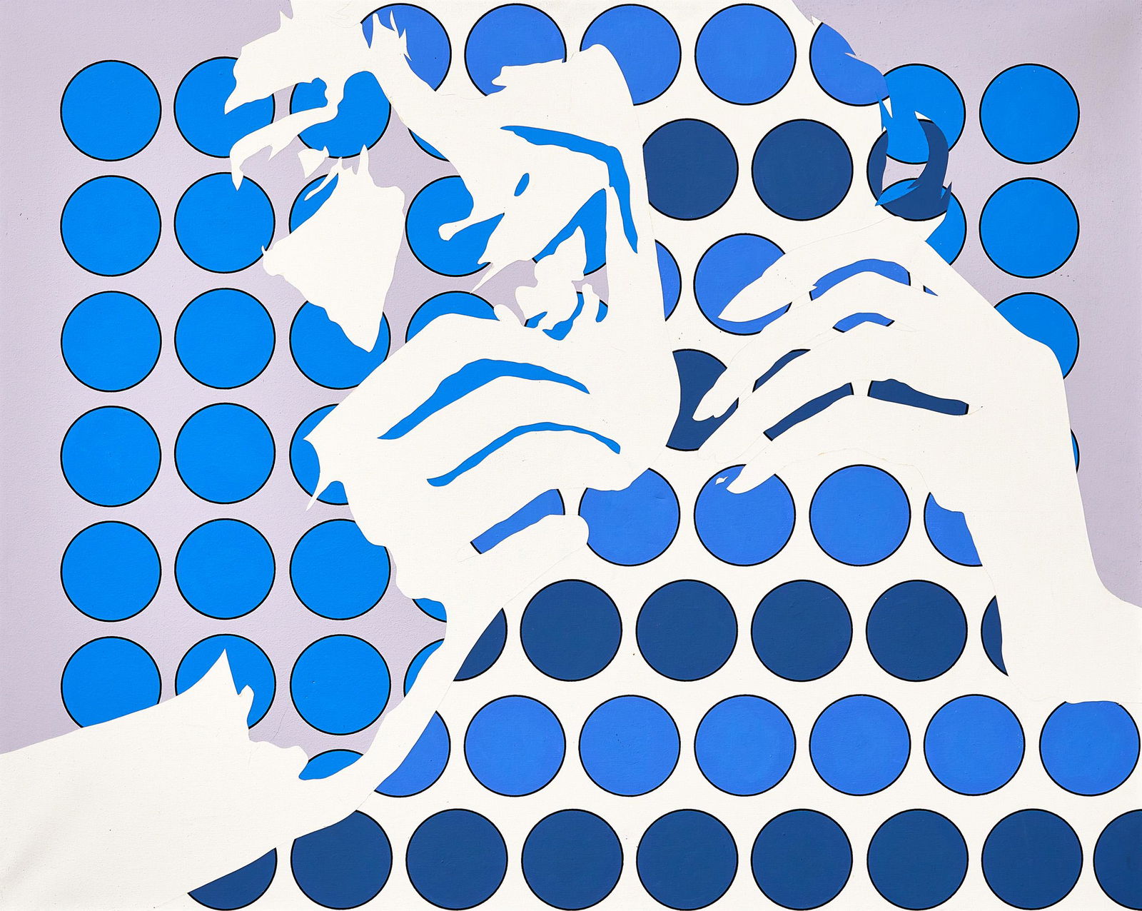 WERNER BERGES (1941 Cloppenburg - 2017 Schallstadt): "Ohne Titel"Acryl, collagiert, auf Leinwand. 1970.80 x 100 cm.Verso mit Pinsel in Schwarz signiert â€žWerner Bergesâ€œ, datiert und betitelt sowie am oberen Rahmenkreuz mit dem Adressstempel d