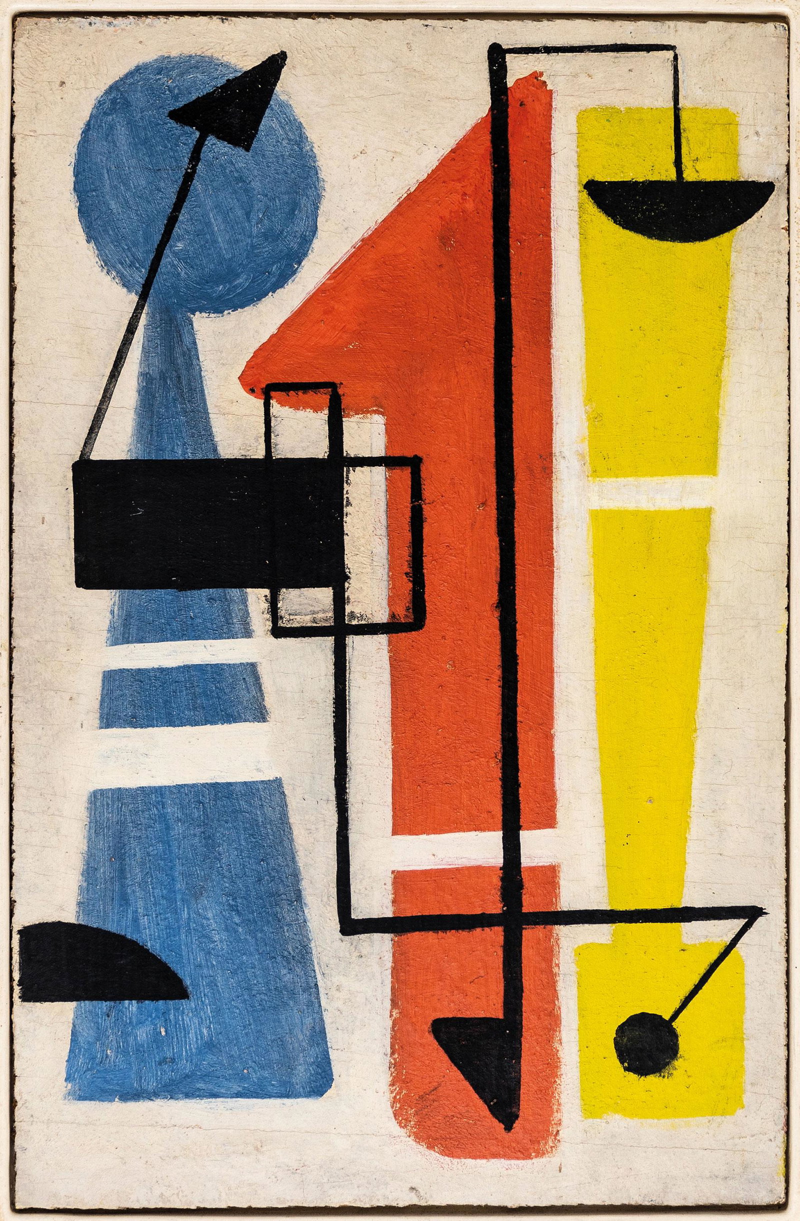 MAX ACKERMANN (1887 Berlin - 1975 Unterlengenhardt): MauerbildÃ–l und Tempera auf Sperrholz. 1948.29,7 x 19,4 cm. Verso mit Pinsel in Schwarz signiert "M. ACKERMANN", datiert und mit Ortsbezeichnung "Stuttgart".Die Arbeit ist im Max-Ackermann-Archiv,