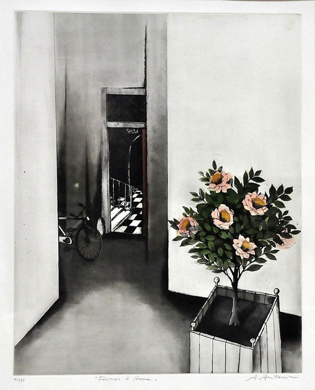 Annapia, Antonini (geb. 1942): "Février à Rome", so mittig mit Bleistift betitelt. Farbradierung, re. u. mit Bleistift sign., Ex. 71/175, 49x 39 cm, PP., R.