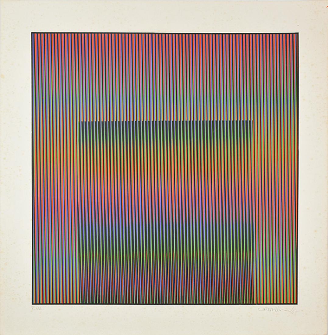 CRUZ-DIEZ, Carlos (1923-): CRUZ-DIEZ, Carlos (1923- ) Untitled Lithograph Signed and dated with pencil on the lower right: Cruz Diez 87 Numbered with pencil on the lower left: E.A 60.5x60.5cm - 23.75x23.75"