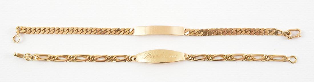 14K GOLD: Lot of 2 14K yellow gol chain bracelets. Total weight: 19.2g.