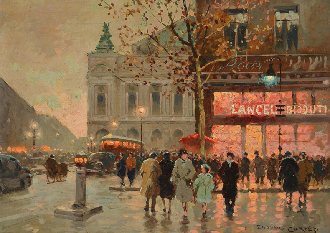 CORTES, Édouard (1882-1969): CORTES, Édouard (1882-1969) The Opera (Palais Garnier) at night Oil on canvas Signed on the lower right: Édouard Cortes 33x47cm - 13x18.5"