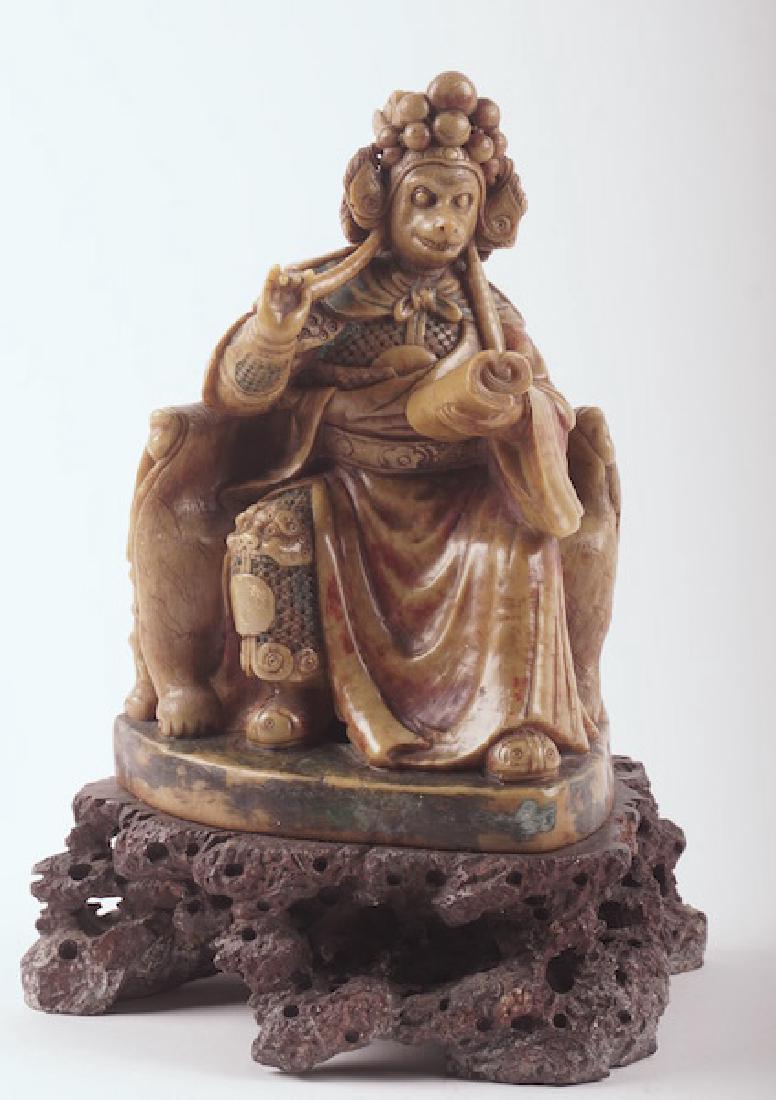 CHINA: CHINA Soapstone sculpture depicting Sun Wuyong. H: 25.5cm - 10"