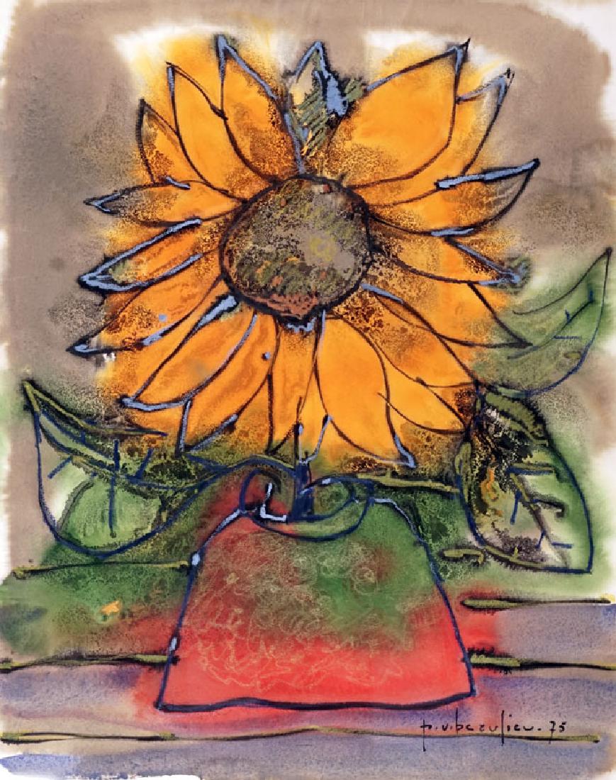 BEAULIEU, Paul-Vanier (1910-1996): BEAULIEU, Paul-Vanier (1910-1996) "Nature morte au soleil" Watercolour Signed and dated on the lower right: P.V. Beaulieu 75 Titled on the reverse on a label 46x56cm - 18x22"