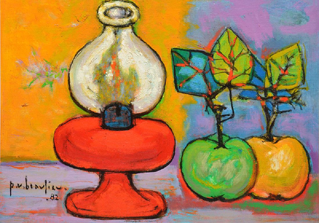 BEAULIEU, Paul-Vanier (1910-1996): BEAULIEU, Paul-Vanier (1910-1996) Still life with red lamp Oil on canvas board Signed and dated on the lower left: P.V. Beaulieu 82 25.5x35.5cm - 10x14"