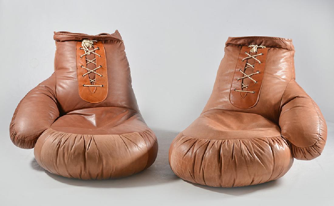 BERGER, Ueli for DE SEDE, after: Boxing glove lounge chairs in the style of Ueli Berger for De Sede. Design created in Switzerland, 1970s. 73x117x92cm - 29x46x37"