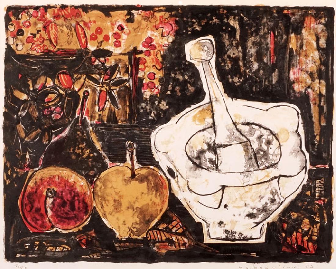 BEAULIEU, Paul Vanier (1910-1996): BEAULIEU, Paul Vanier (1910-1996) Still life Lithograph Signed and dated on the lower right: P.V. Beaulieu 56 Numbered on the lower left: 8/40 43x58.5cm - 17x23"
