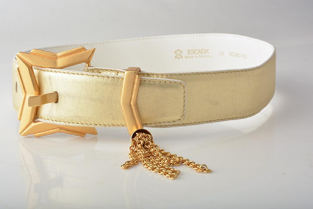 ESCADA: ESCADA Champagne leather belt, gilt metal buckle, length 76 cm.