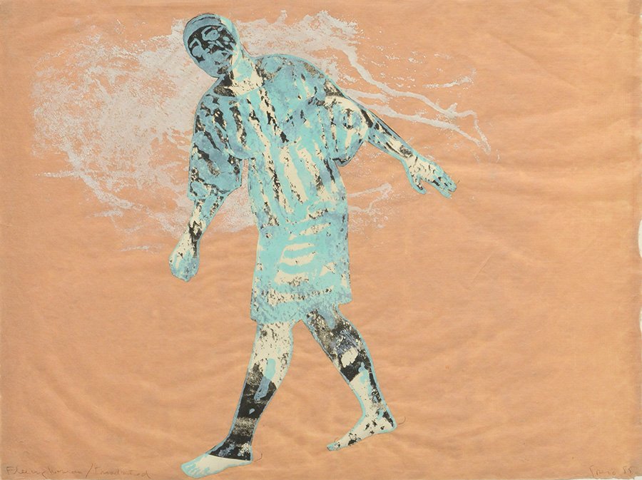 SPERO, Nancy (1926-2009): SPERO, Nancy (1926-2009)"Fleeing woman / irradiated"Mixed mediaSigned and dated on the lower right: Spero 85Titled on the lower left48.5x65cm - 19x25.75"