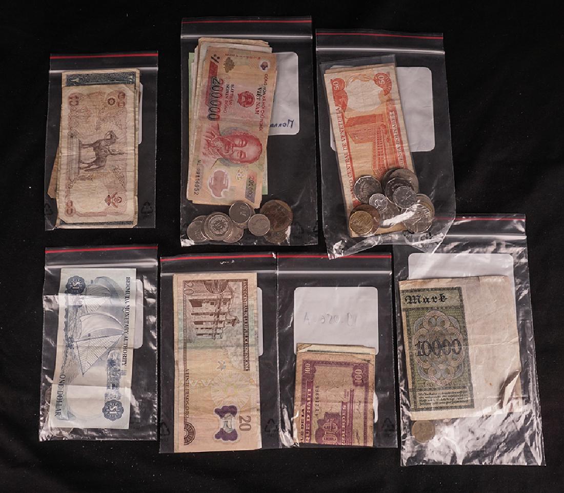 Lot of different coins and banknotes of the world (1 of 1)