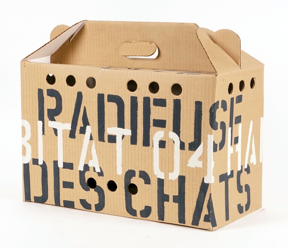 JUNGEN, Brian (1970-: JUNGEN, Brian (1970-) La cité radieuse des chats, 2004 Acrylic on folded cardboard Provenance: Maurice Forget estate 46.5x40x24cm - 18.25x15.75x9.5"