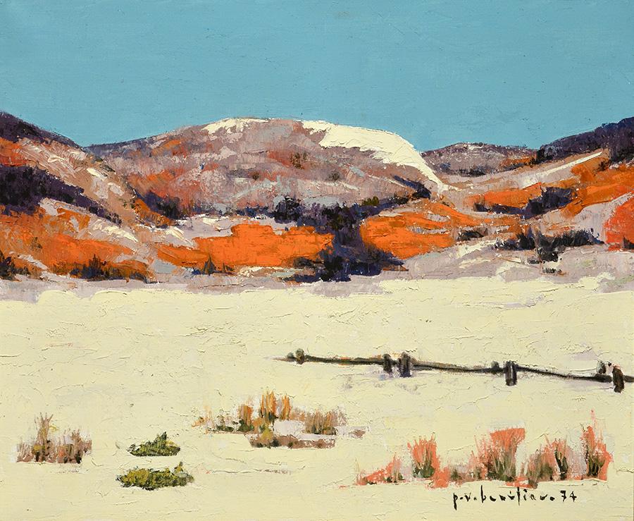 BEAULIEU, Paul Vanier: BEAULIEU, Paul Vanier (1910-1996) "Winter, St. Sauveur" Oil on canvas Signed and dated on the lower right: P.V. Beaulieu 74 Titled on the reverse on a label 51x61cm - 20x24"