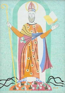 PELLAN, Alfred (1906-1988): Description française: PELLAN, Alfred (1906-1988) Saint-Patrick, 1958 Murale mosaïque de carreaux de céramique Signée bas à droite: Pellan Dessinée et Créée Par Alfred Pellan Exécutée par Cl