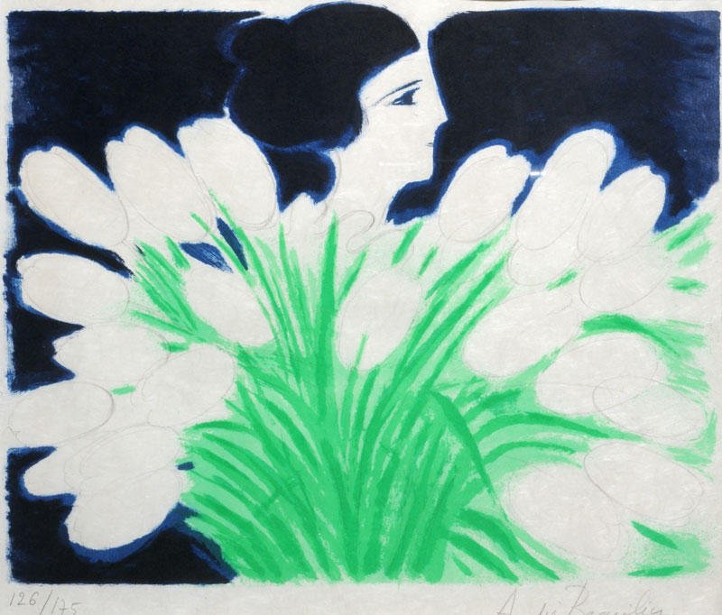 BRASILIER, André (1929-): BRASILIER, André (1929-) "Bouquet de printemps", 1974 Lithograph Signée en bas à droite: André Brasilier Numérotée en bas à gauche: 126/175 Titled and dated on the reverse 35x41cm - 14x16"
