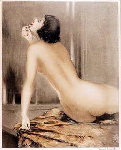 ICART, Louis (1888-1950): Description fran&#231;aise: ICART, Louis (1888-1950) "Modern eve (Modele II)" (1933) Eau-forte Sign&#233;e en bas &#224; droite: Louis Icart Titr&#233;e et tampon du Moulin de la Galette en bas &#224;