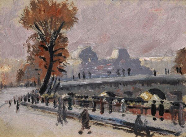 BEAULIEU, Paul Vanier RCA (1910-1996) "Pont-neuf,: BEAULIEU, Paul Vanier RCA (1910-1996) "Pont-neuf, Paris" Oil on cardboard Signed, titled, dedicated and dated on the reverse: P.V. Beaulieu 1940 14x18cm - 5.5x7"